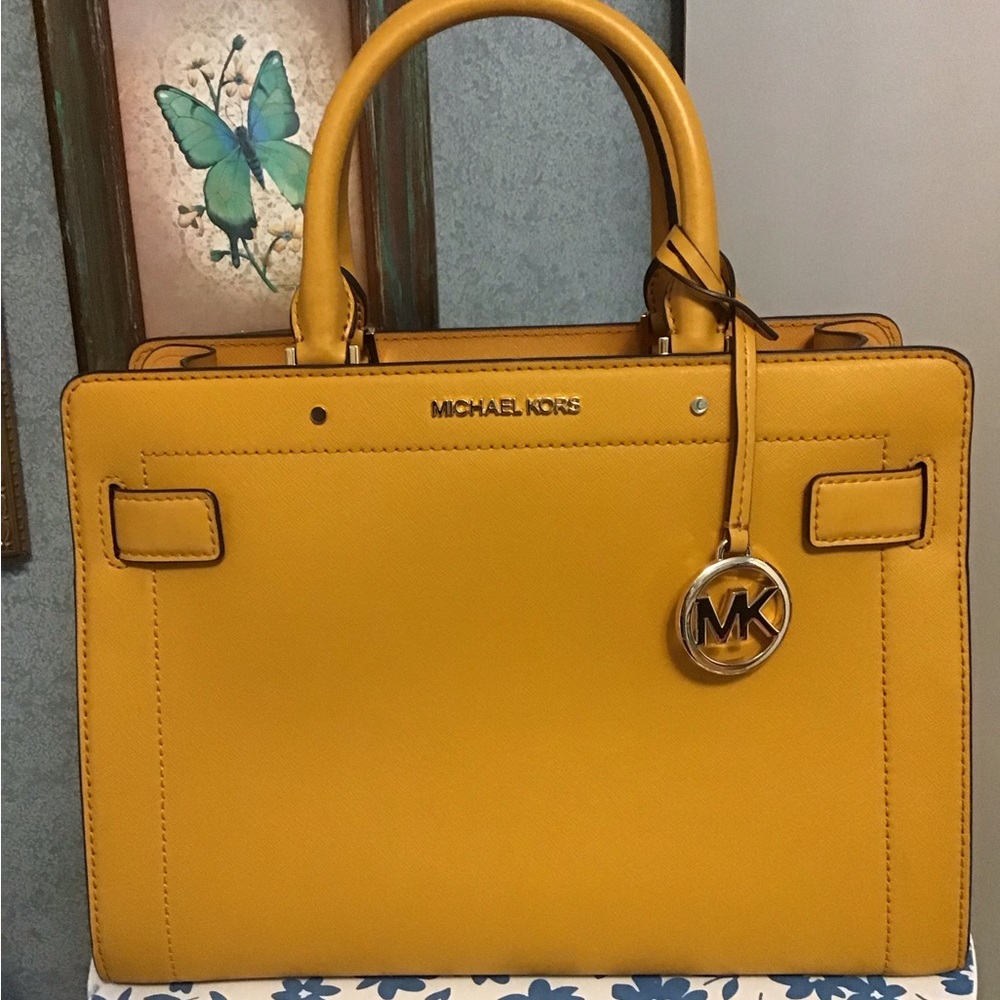 Michael kors Rayne Saffiano leather satchel in Marigold